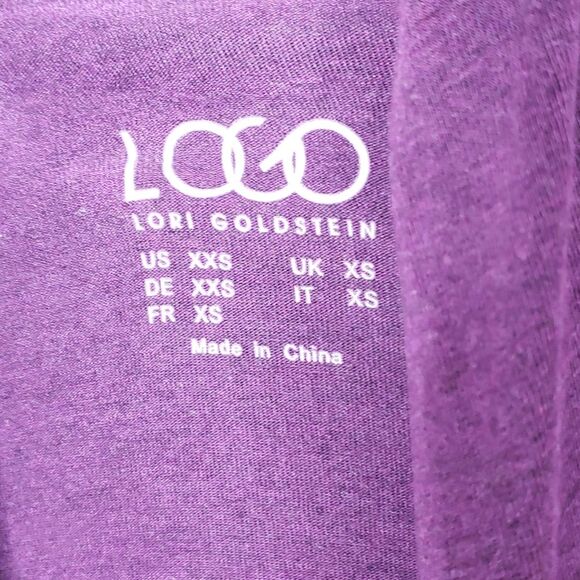 LOGO by Lori Goldstein Open Front Cascade Cardigan Purple Women Extra Small XS - Picture 6 of 6